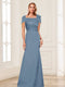 Trumpet/Mermaid Square Neck Short Sleeves Mother of the Bride Dresses with Ruched
