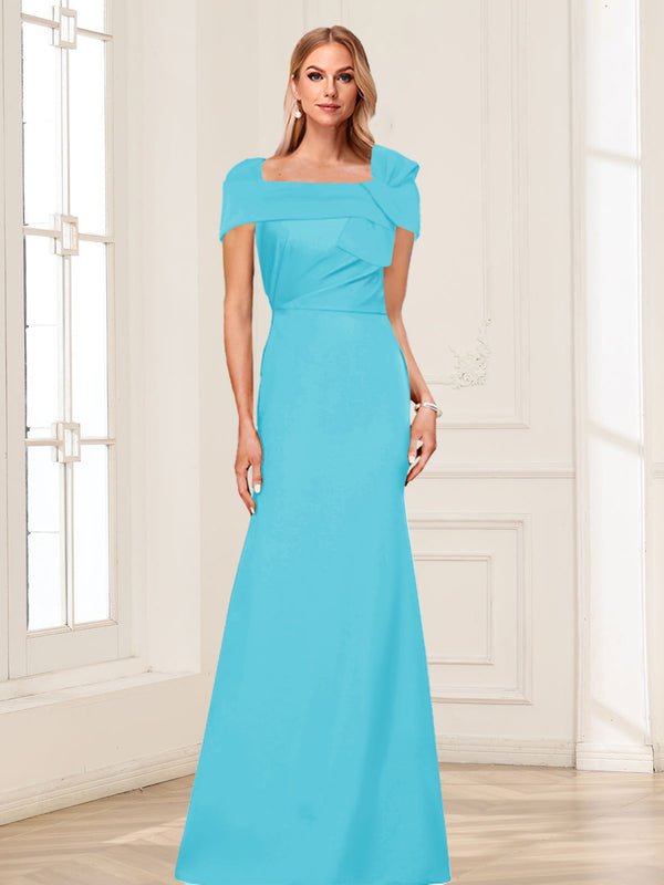 Trumpet/Mermaid Square Neck Short Sleeves Mother of the Bride Dresses with Ruched