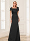 Trumpet/Mermaid Square Neck Short Sleeves Mother of the Bride Dresses with Ruched