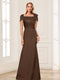 Trumpet/Mermaid Square Neck Short Sleeves Mother of the Bride Dresses with Ruched