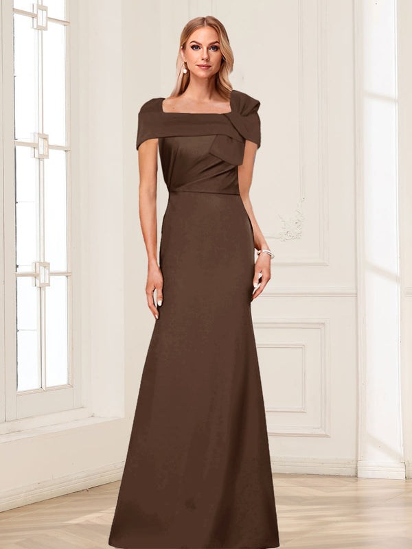 Trumpet/Mermaid Square Neck Short Sleeves Mother of the Bride Dresses with Ruched