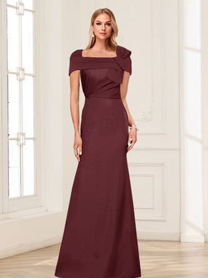 Trumpet/Mermaid Square Neck Short Sleeves Mother of the Bride Dresses with Ruched