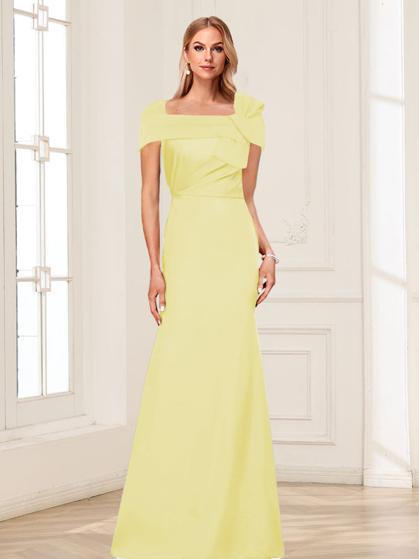 Trumpet/Mermaid Square Neck Short Sleeves Mother of the Bride Dresses with Ruched