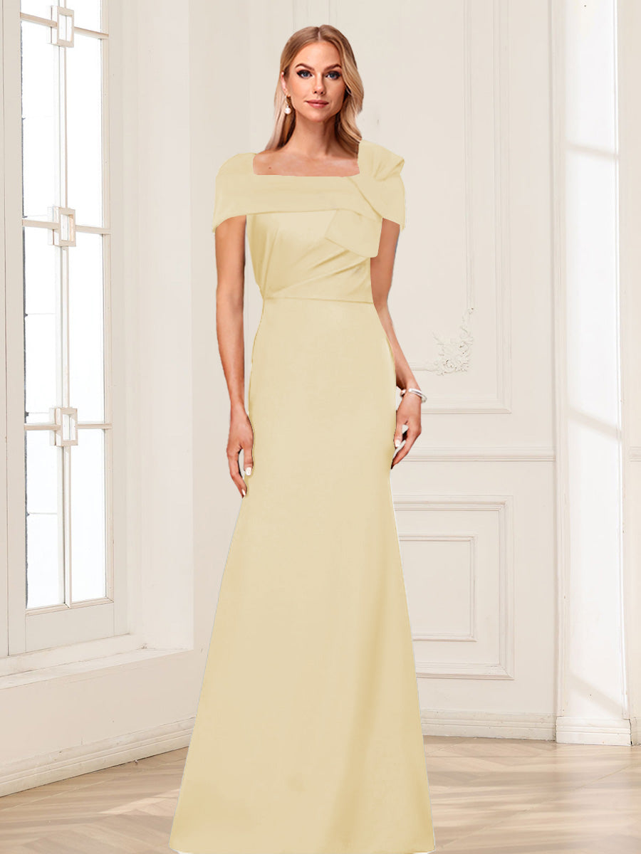 Trumpet/Mermaid Square Neck Short Sleeves Mother of the Bride Dresses with Ruched