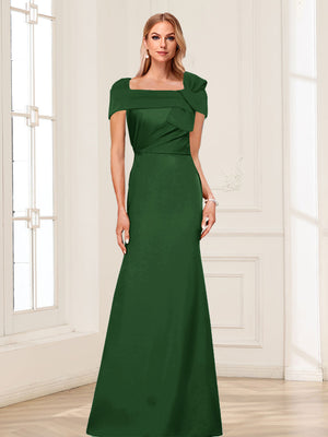 Trumpet/Mermaid Square Neck Short Sleeves Mother of the Bride Dresses with Ruched