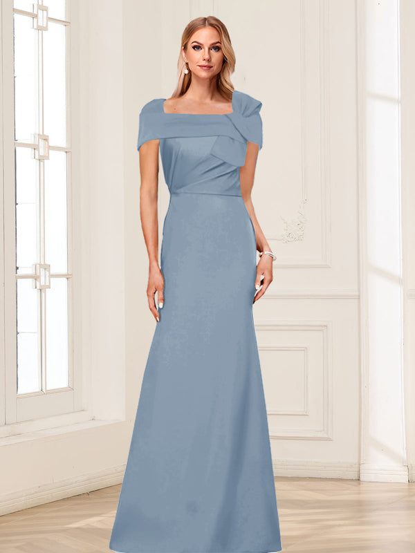 Trumpet/Mermaid Square Neck Short Sleeves Mother of the Bride Dresses with Ruched