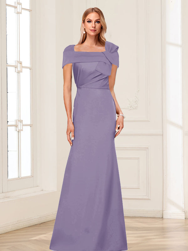 Trumpet/Mermaid Square Neck Short Sleeves Mother of the Bride Dresses with Ruched