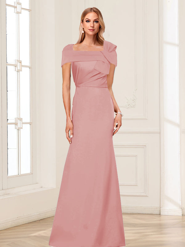 Trumpet/Mermaid Square Neck Short Sleeves Mother of the Bride Dresses with Ruched