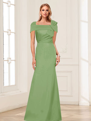 Trumpet/Mermaid Square Neck Short Sleeves Mother of the Bride Dresses with Ruched