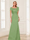 Trumpet/Mermaid Square Neck Short Sleeves Mother of the Bride Dresses with Ruched