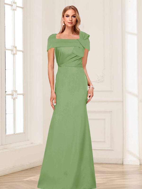 Trumpet/Mermaid Square Neck Short Sleeves Mother of the Bride Dresses with Ruched