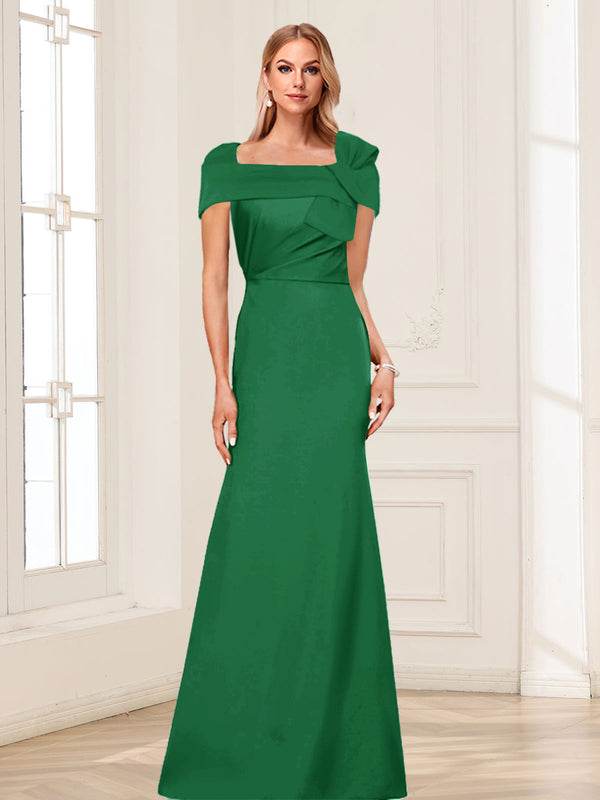 Trumpet/Mermaid Square Neck Short Sleeves Mother of the Bride Dresses with Ruched