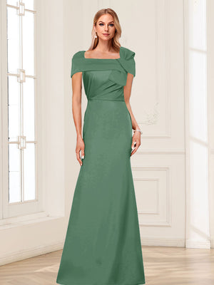 Trumpet/Mermaid Square Neck Short Sleeves Mother of the Bride Dresses with Ruched