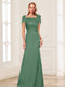 Trumpet/Mermaid Square Neck Short Sleeves Mother of the Bride Dresses with Ruched