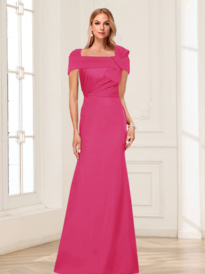 Trumpet/Mermaid Square Neck Short Sleeves Mother of the Bride Dresses with Ruched