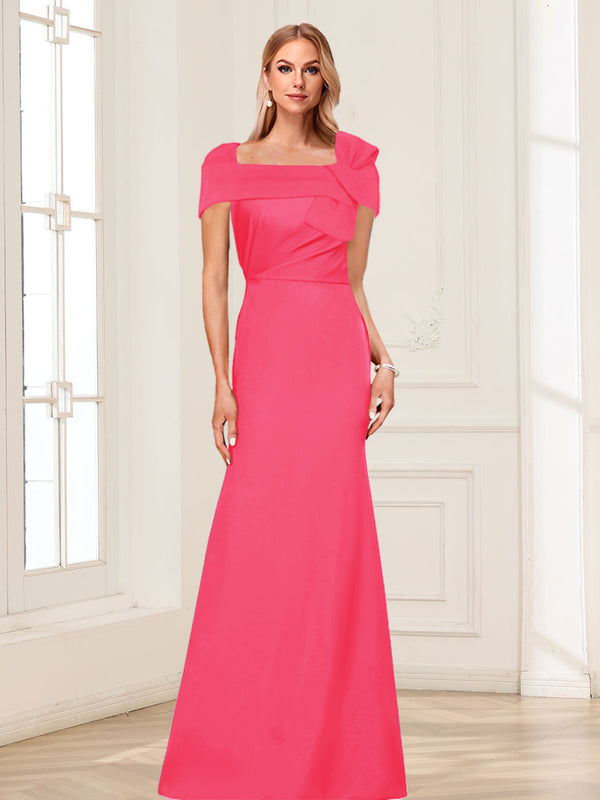 Trumpet/Mermaid Square Neck Short Sleeves Mother of the Bride Dresses with Ruched