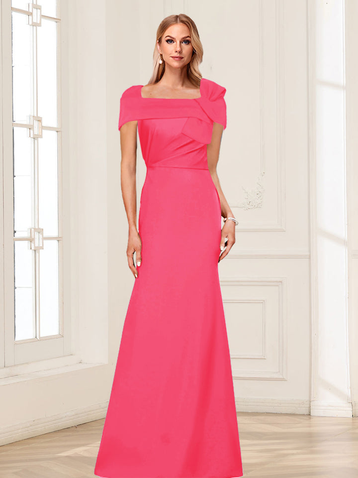 Trumpet/Mermaid Square Neck Short Sleeves Mother of the Bride Dresses with Ruched