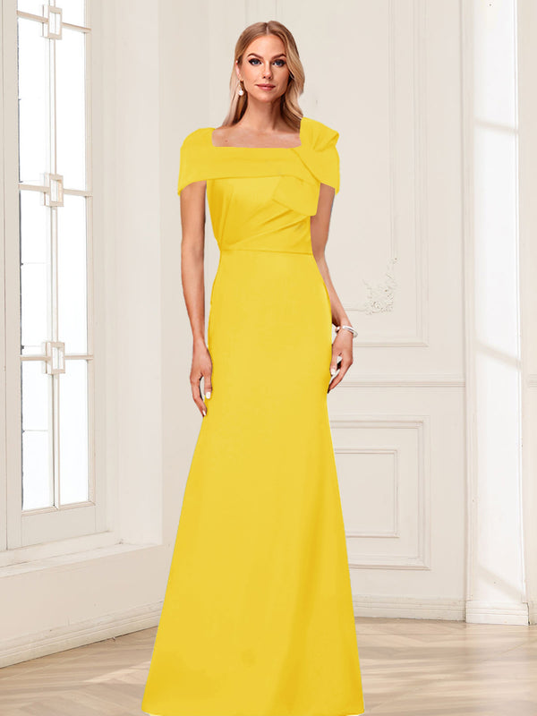 Trumpet/Mermaid Square Neck Short Sleeves Mother of the Bride Dresses with Ruched