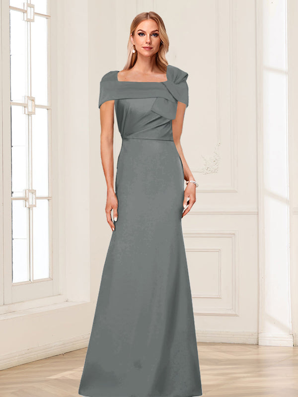 Trumpet/Mermaid Square Neck Short Sleeves Mother of the Bride Dresses with Ruched