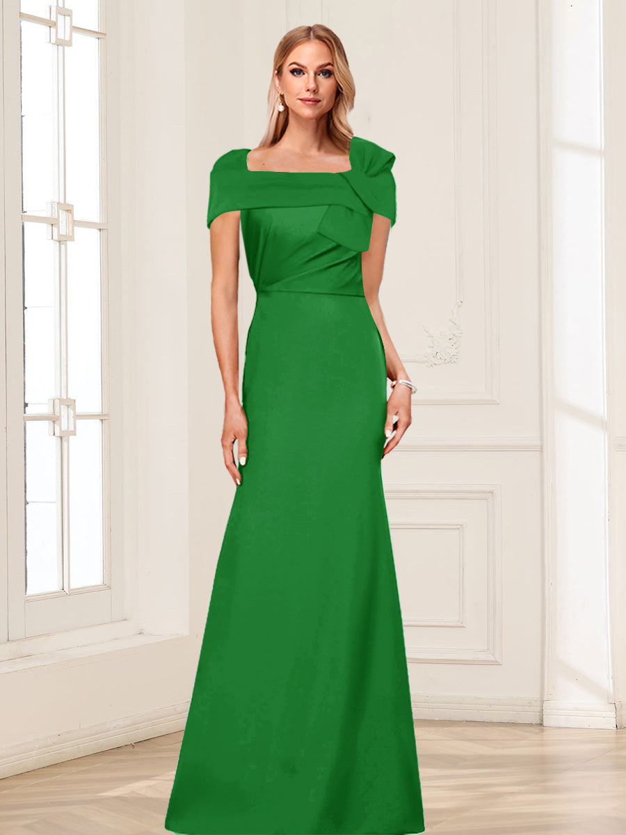 Trumpet/Mermaid Square Neck Short Sleeves Mother of the Bride Dresses with Ruched
