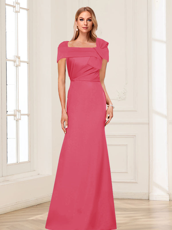 Trumpet/Mermaid Square Neck Short Sleeves Mother of the Bride Dresses with Ruched