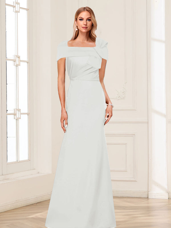 Trumpet/Mermaid Square Neck Short Sleeves Mother of the Bride Dresses with Ruched