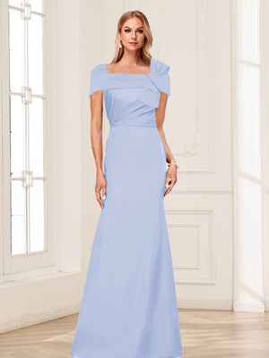 Trumpet/Mermaid Square Neck Short Sleeves Mother of the Bride Dresses with Ruched