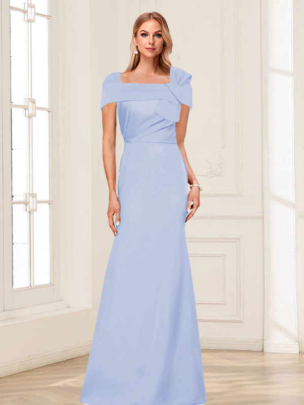 Trumpet/Mermaid Square Neck Short Sleeves Mother of the Bride Dresses with Ruched