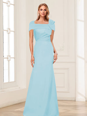 Trumpet/Mermaid Square Neck Short Sleeves Mother of the Bride Dresses with Ruched