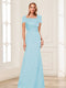 Trumpet/Mermaid Square Neck Short Sleeves Mother of the Bride Dresses with Ruched