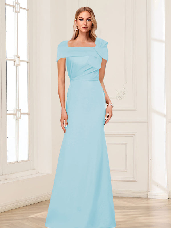 Trumpet/Mermaid Square Neck Short Sleeves Mother of the Bride Dresses with Ruched