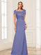 Trumpet/Mermaid Square Neck Short Sleeves Mother of the Bride Dresses with Ruched