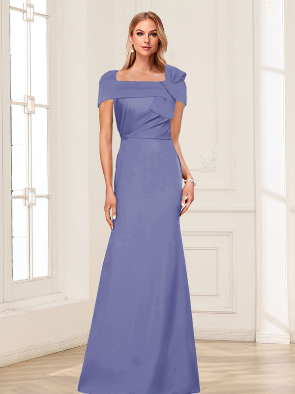 Trumpet/Mermaid Square Neck Short Sleeves Mother of the Bride Dresses with Ruched