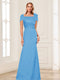 Trumpet/Mermaid Square Neck Short Sleeves Mother of the Bride Dresses with Ruched