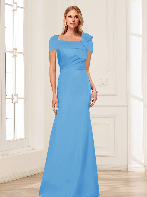 Trumpet/Mermaid Square Neck Short Sleeves Mother of the Bride Dresses with Ruched