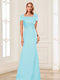Trumpet/Mermaid Square Neck Short Sleeves Mother of the Bride Dresses with Ruched