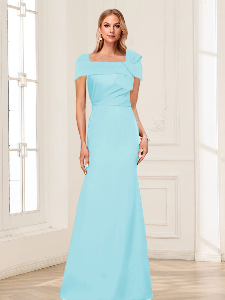 Trumpet/Mermaid Square Neck Short Sleeves Mother of the Bride Dresses with Ruched