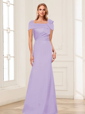 Trumpet/Mermaid Square Neck Short Sleeves Mother of the Bride Dresses with Ruched