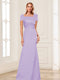 Trumpet/Mermaid Square Neck Short Sleeves Mother of the Bride Dresses with Ruched