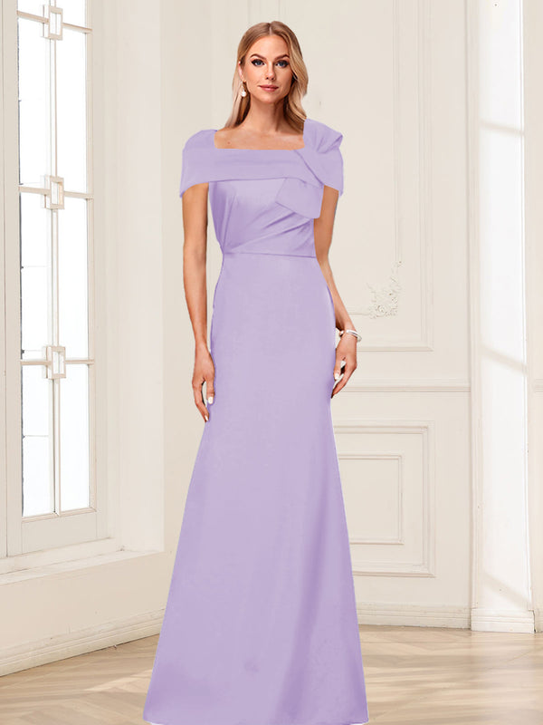 Trumpet/Mermaid Square Neck Short Sleeves Mother of the Bride Dresses with Ruched