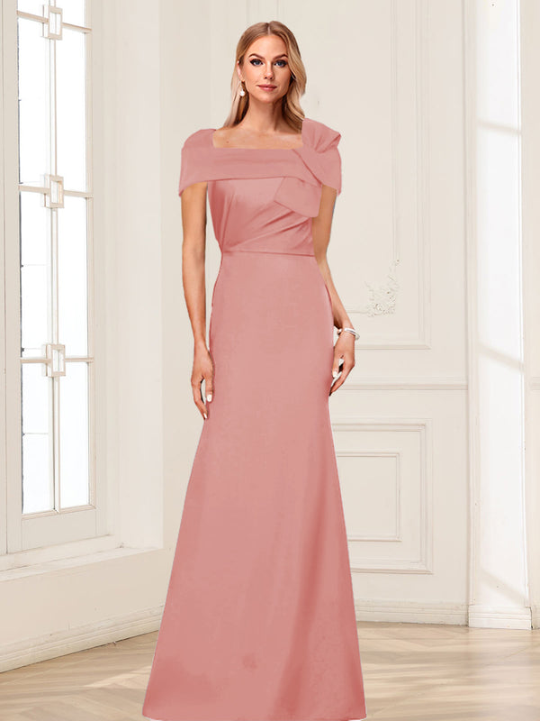 Trumpet/Mermaid Square Neck Short Sleeves Mother of the Bride Dresses with Ruched