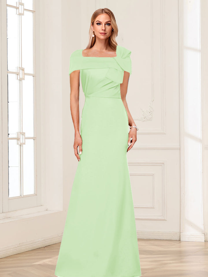Trumpet/Mermaid Square Neck Short Sleeves Mother of the Bride Dresses with Ruched