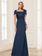 Trumpet/Mermaid Square Neck Short Sleeves Mother of the Bride Dresses with Ruched