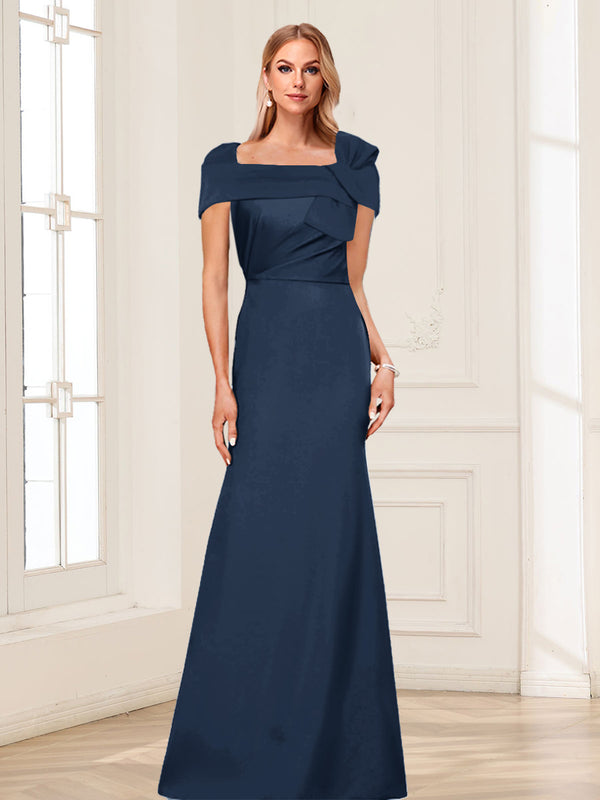 Trumpet/Mermaid Square Neck Short Sleeves Mother of the Bride Dresses with Ruched