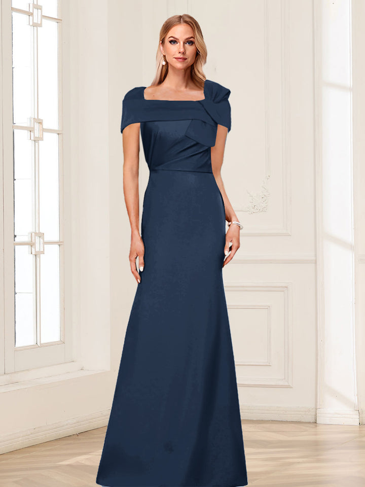 Trumpet/Mermaid Square Neck Short Sleeves Mother of the Bride Dresses with Ruched
