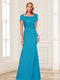 Trumpet/Mermaid Square Neck Short Sleeves Mother of the Bride Dresses with Ruched