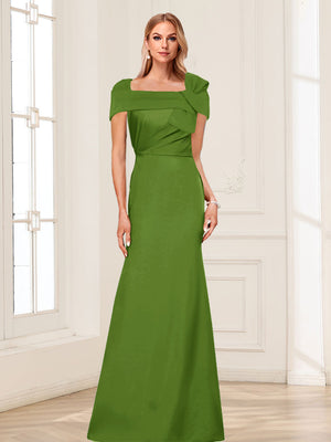 Trumpet/Mermaid Square Neck Short Sleeves Mother of the Bride Dresses with Ruched