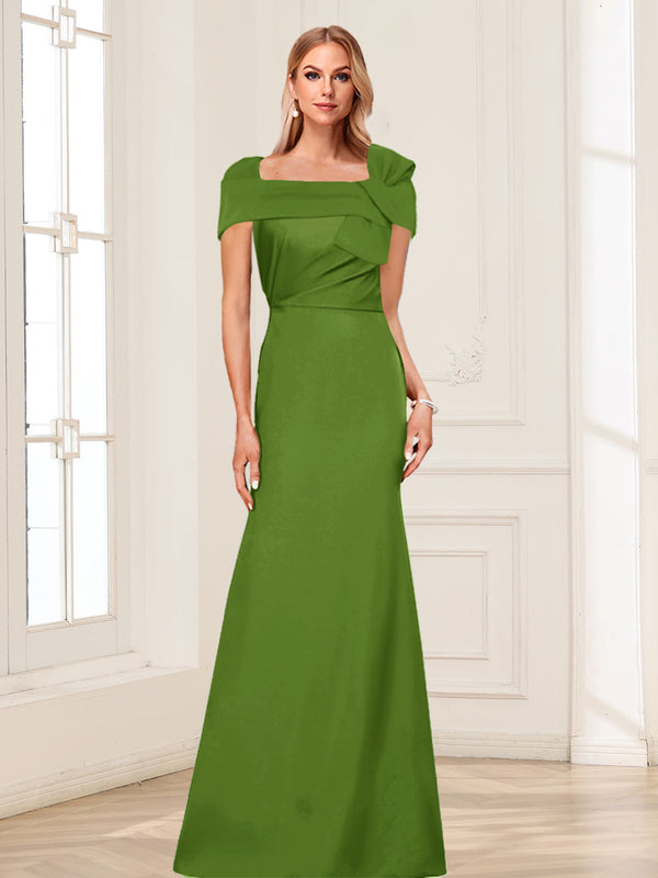 Trumpet/Mermaid Square Neck Short Sleeves Mother of the Bride Dresses with Ruched