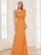 Trumpet/Mermaid Square Neck Short Sleeves Mother of the Bride Dresses with Ruched