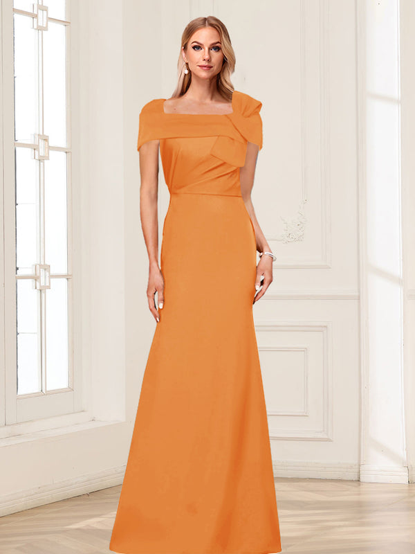 Trumpet/Mermaid Square Neck Short Sleeves Mother of the Bride Dresses with Ruched